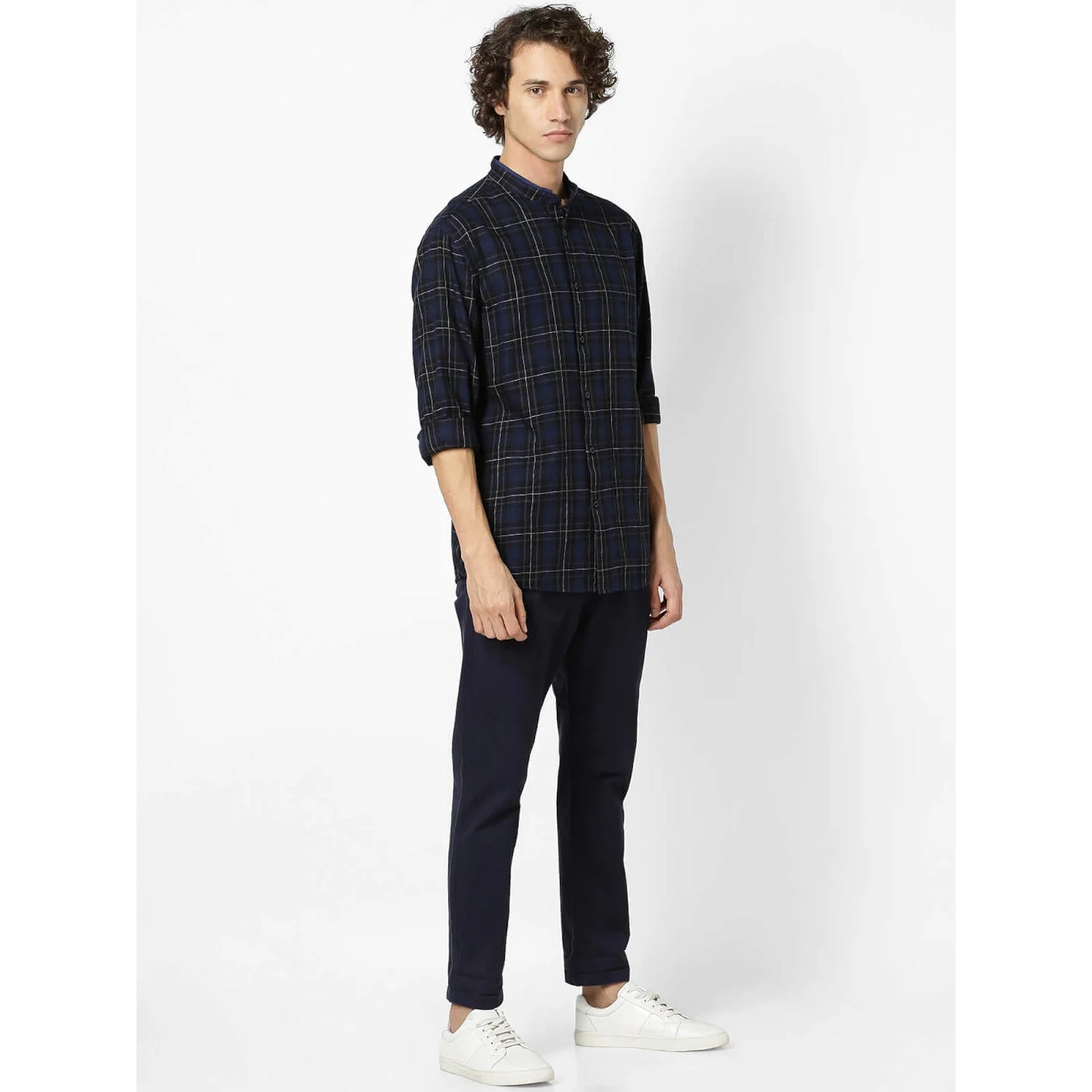 Celio* Checked Regular Fit Cotton Blue Shirt