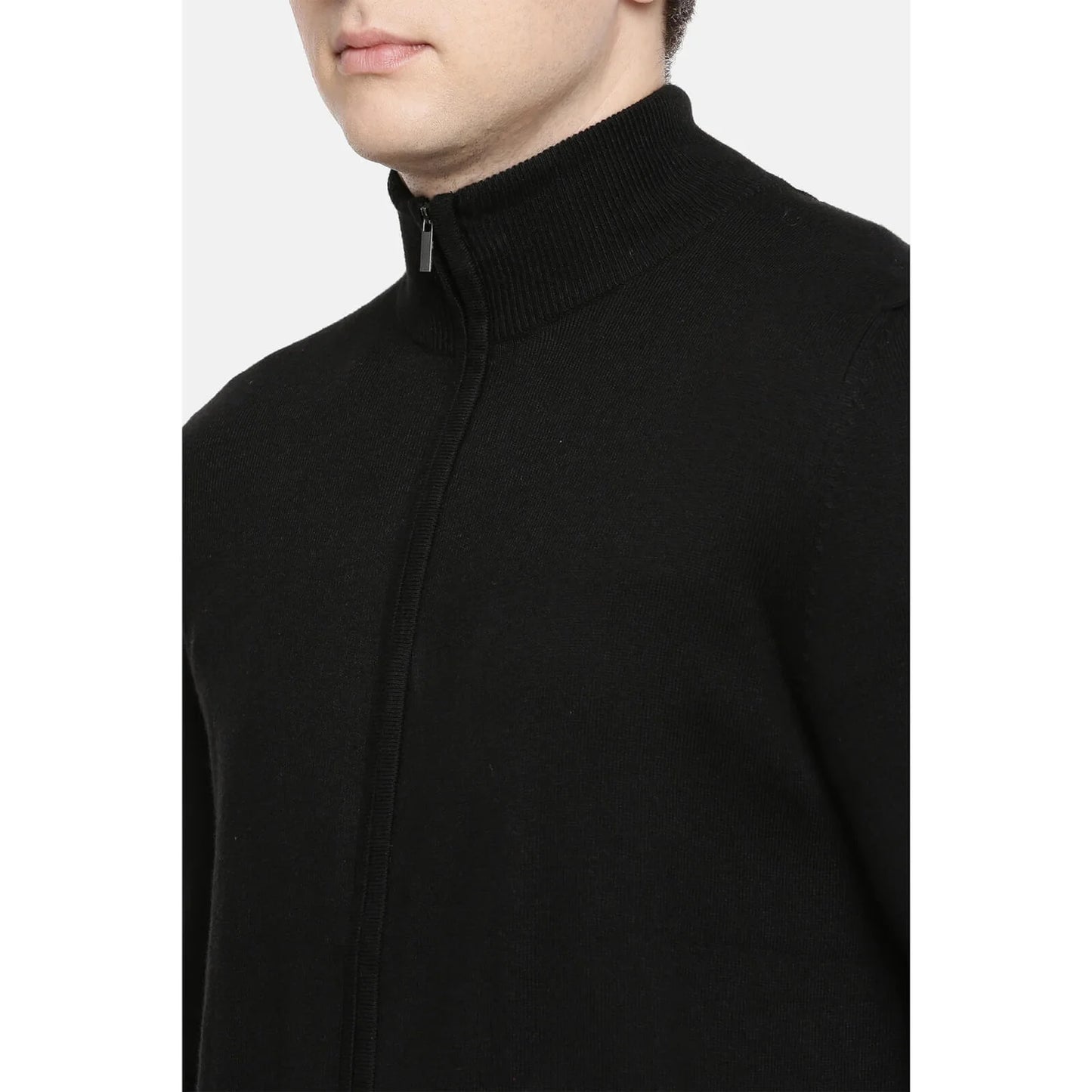 Celio* Solid Regular Fit Cotton Black Sweatshirt