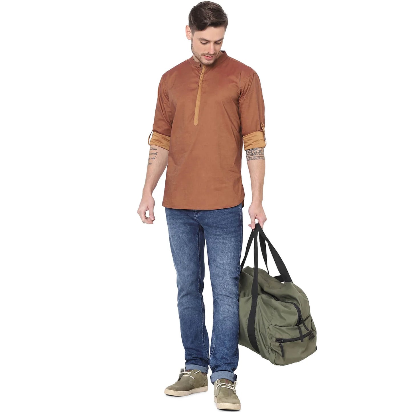 Celio* Solid Regular Fit Cotton Orange Shirt