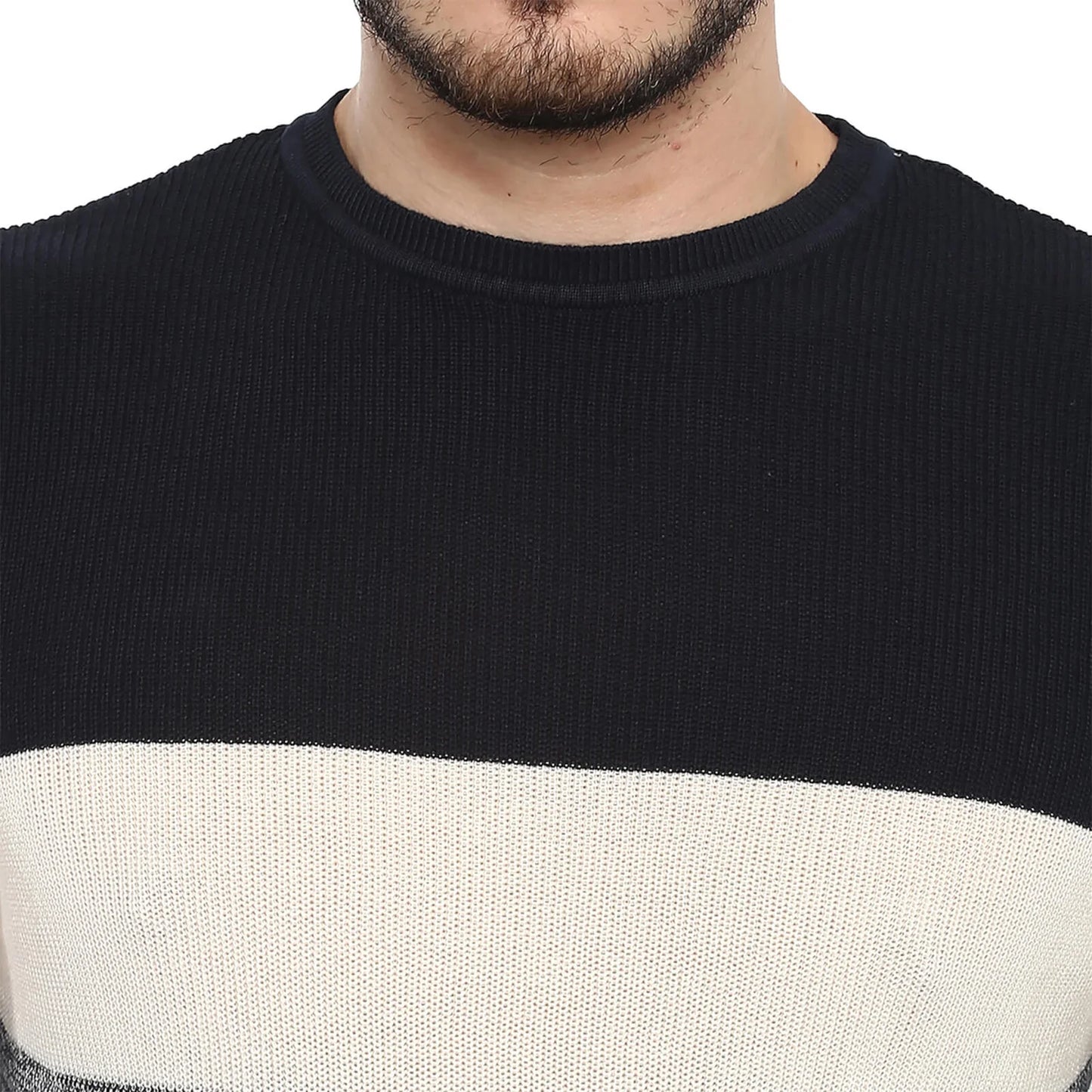 Celio* Striped Regular Fit Cotton Multi Sweater