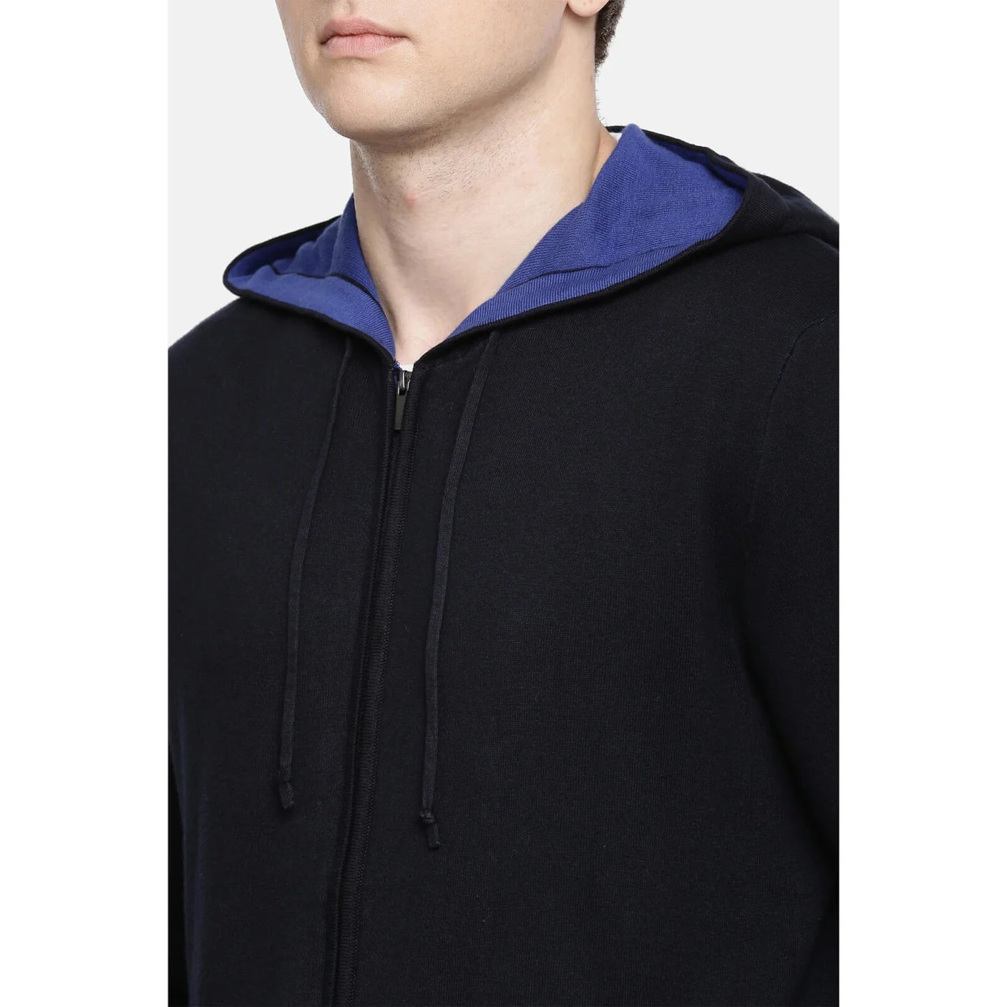 Celio* Solid Regular Fit Cotton Black Sweater