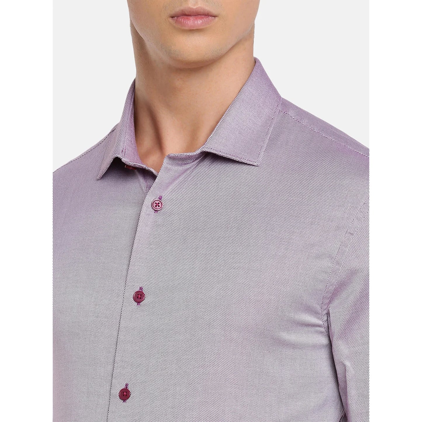Celio* Solid Regular Fit Cotton Purple Formal Shirt