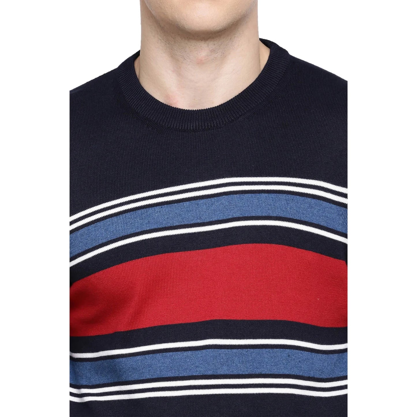 Celio* Colourblock Regular Fit Cotton Blue Sweater