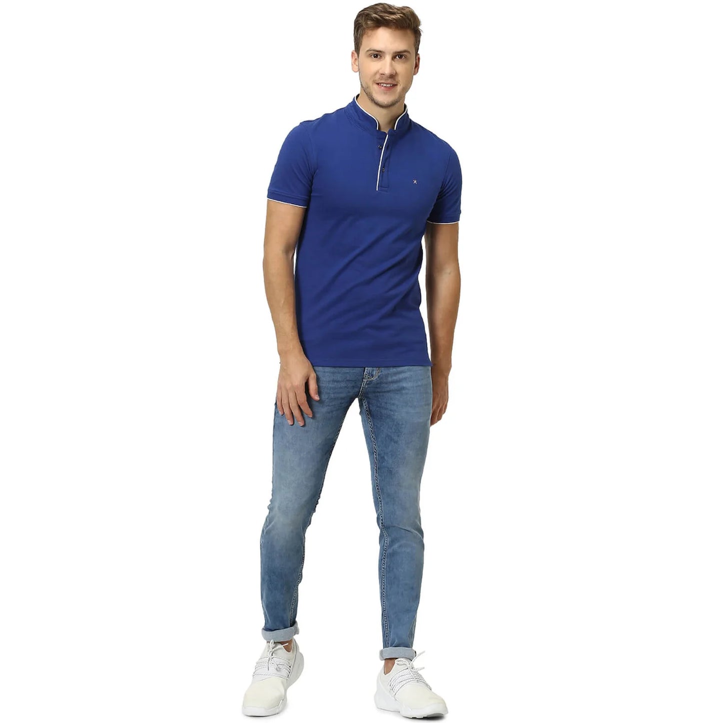 Celio* Solid Regular Fit Cotton Navy Blue T-Shirt