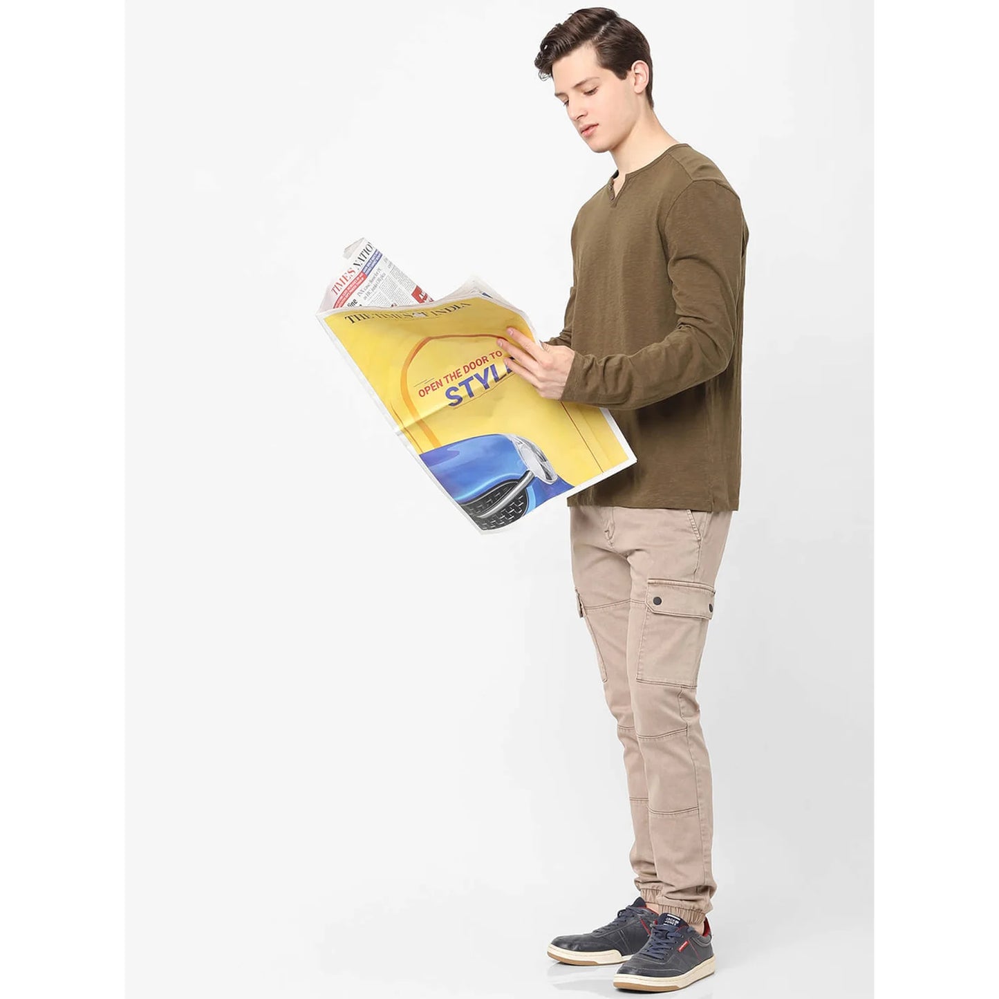 Celio* Solid Regular Fit Polyester Olive T-Shirt