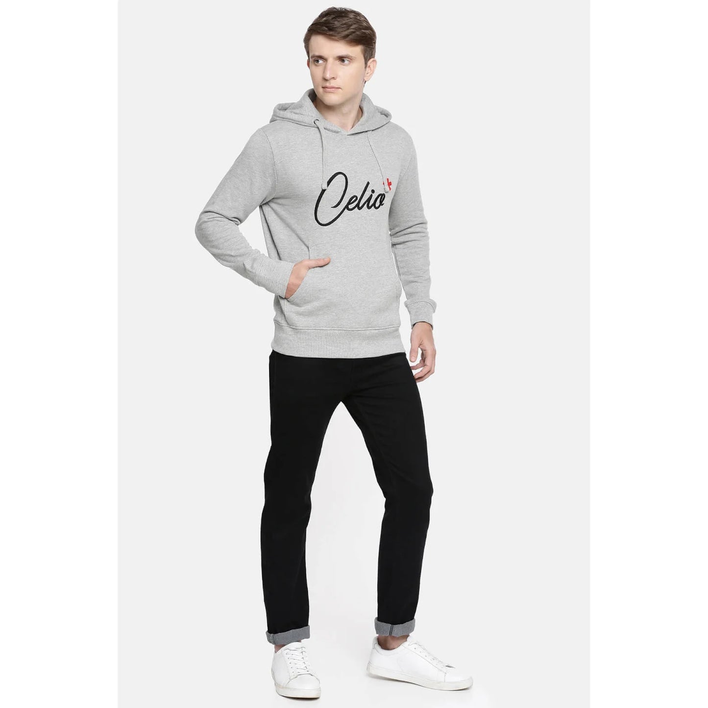Celio* Melange Regular Fit Cotton Grey Sweatshirt
