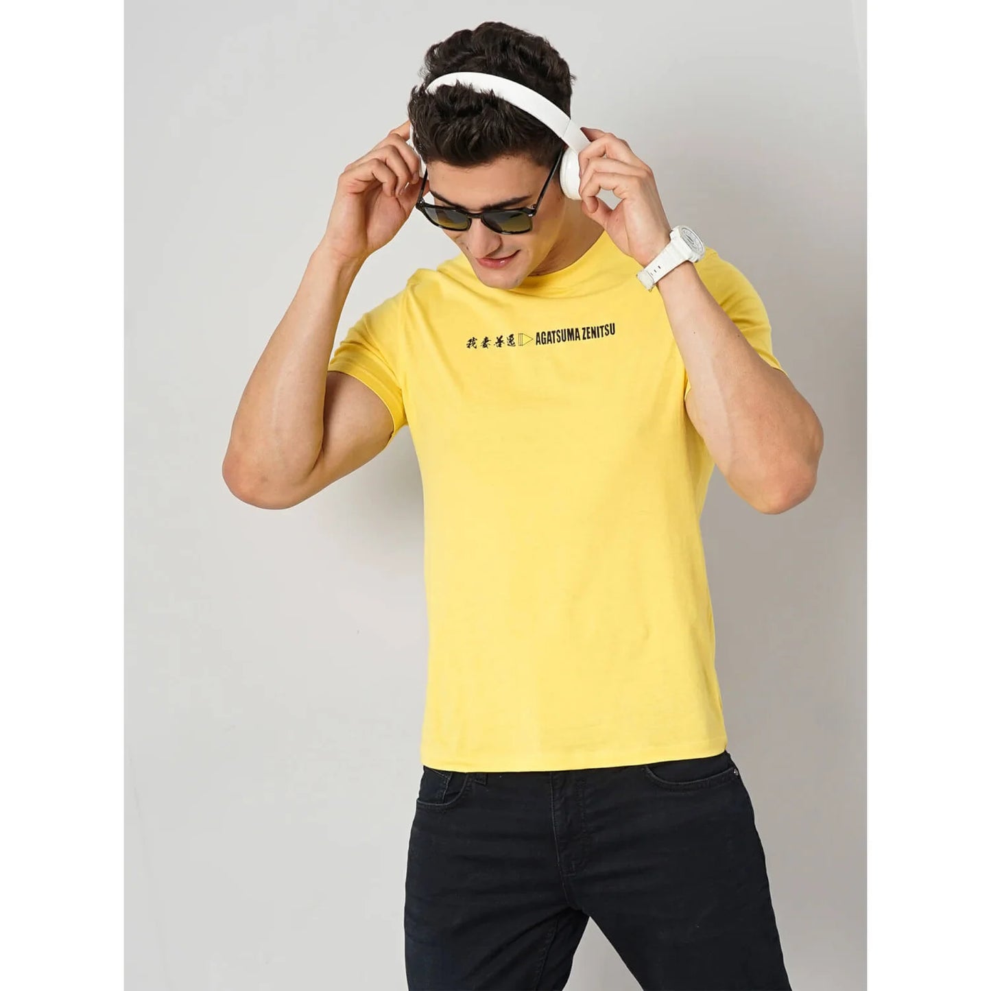 Celio* Demon Slayer Regular Fit Cotton Yellow T-Shirt