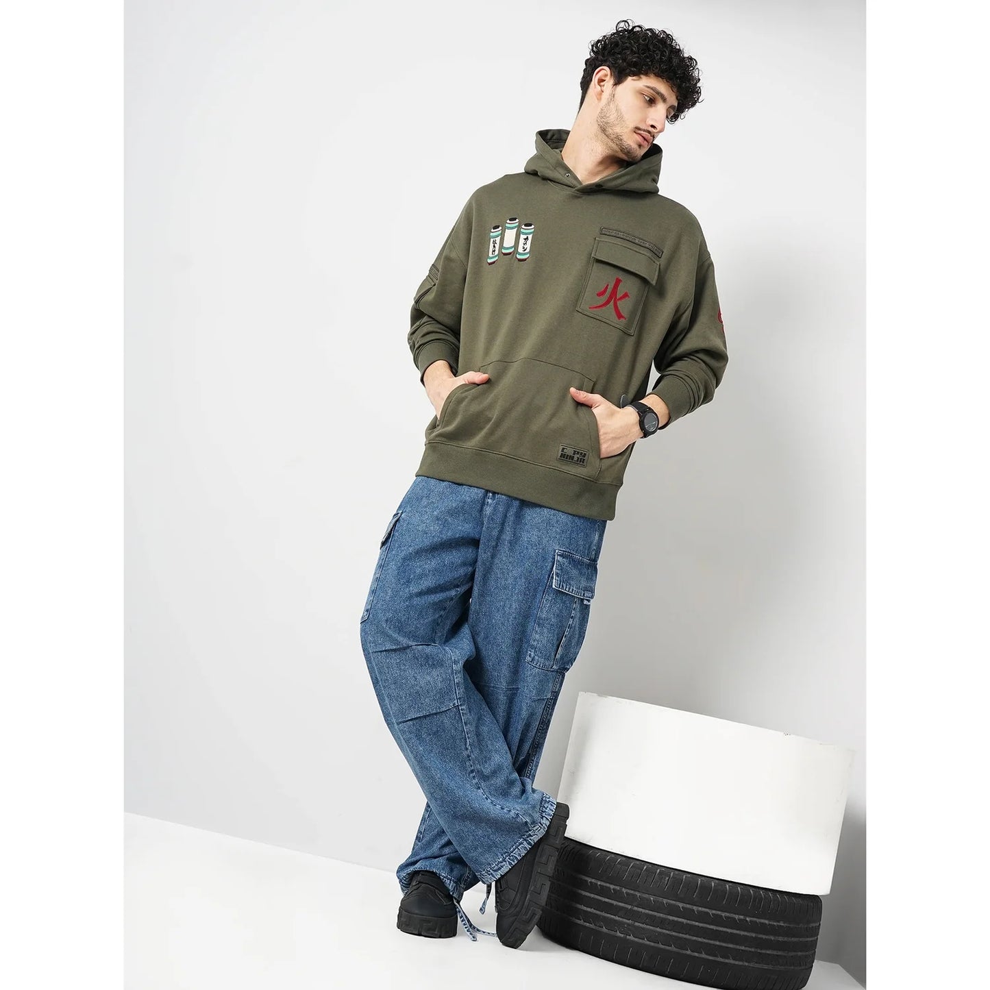 Celio* Naruto Regular Fit Cotton Olive Sweatshirt