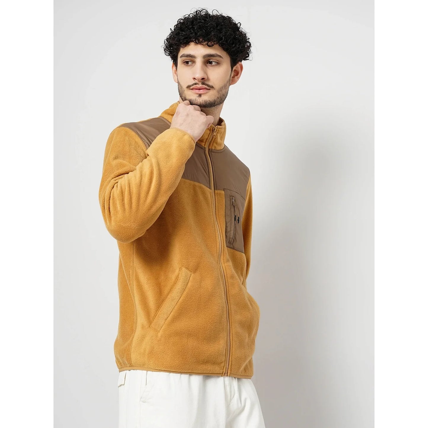 Celio* Colourblock Regular Fit Polyester Yellow Jacket