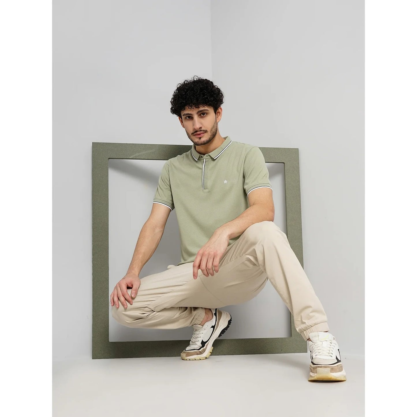Celio* Solid Regular Fit Cotton Green T-Shirt