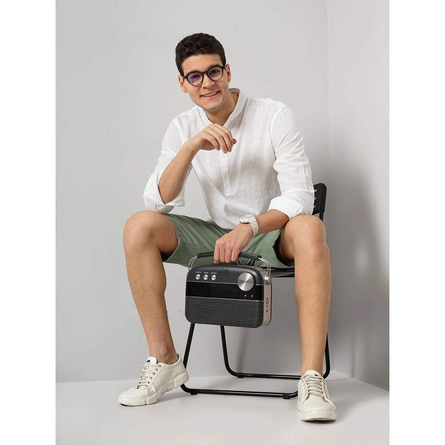 Celio* Solid Regular Fit Cotton-Blend White Shirt