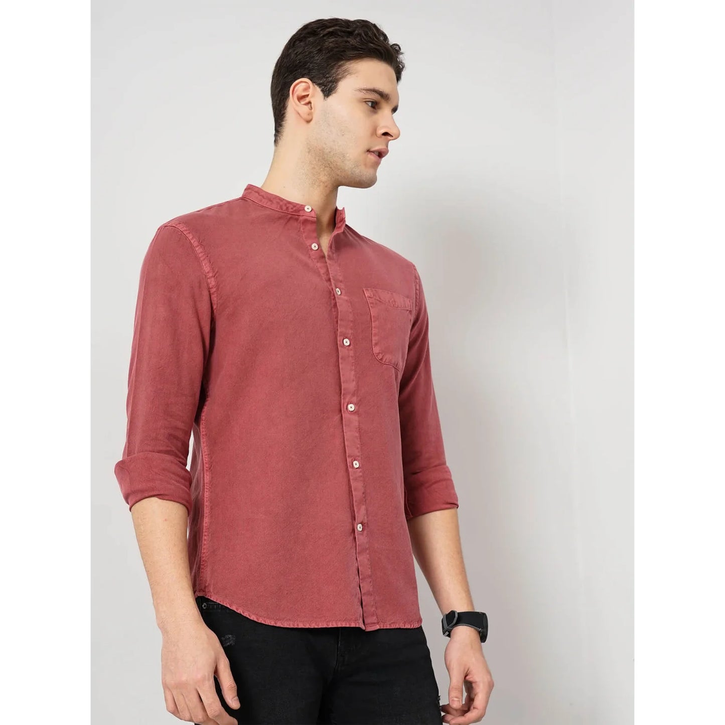 Celio* Solid Regular Fit Cotton Red Shirt