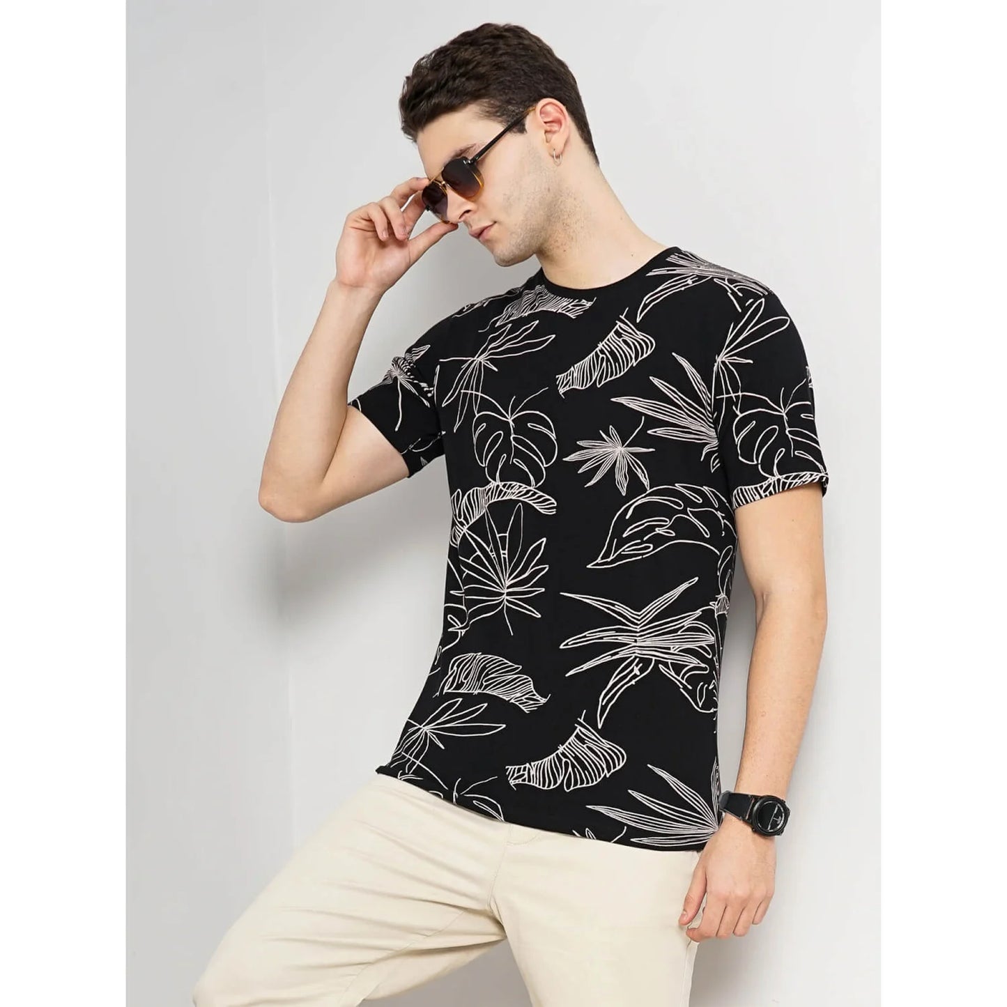 Celio* Printed Regular Fit Cotton Cream T-Shirt