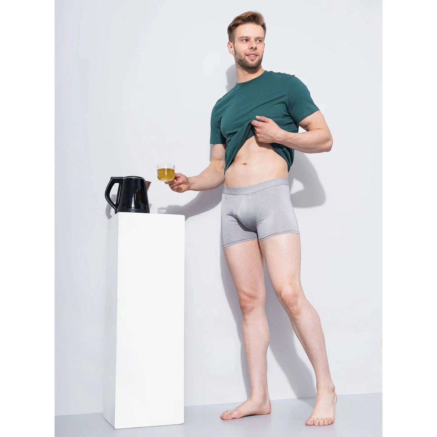 Celio* Textured Regular Fit Grey Boxer