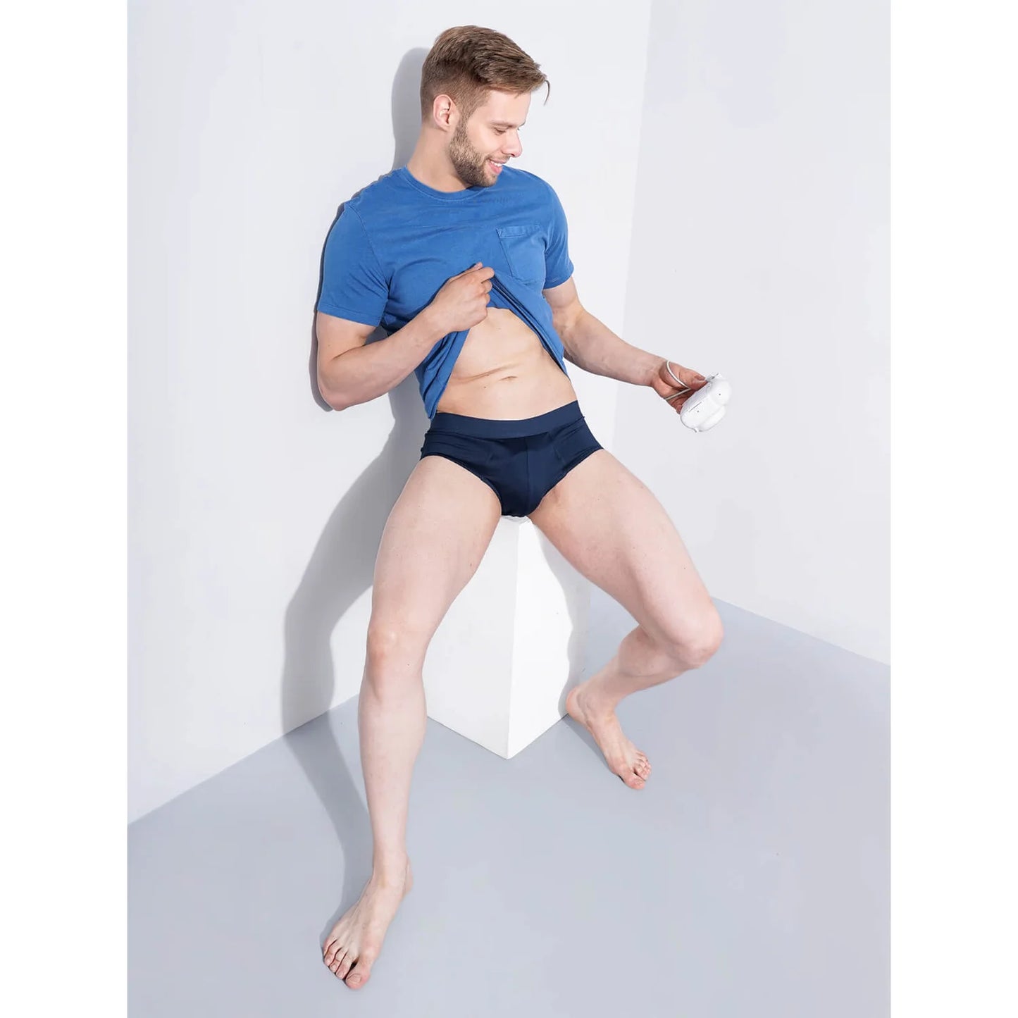 Celio* Textured Regular Fit Blue Boxer