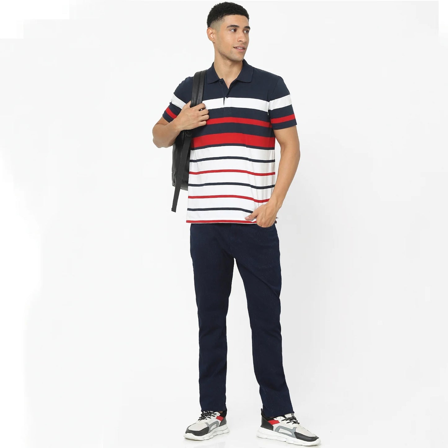 Celio* Striped Regular Fit Cotton Red T-Shirts