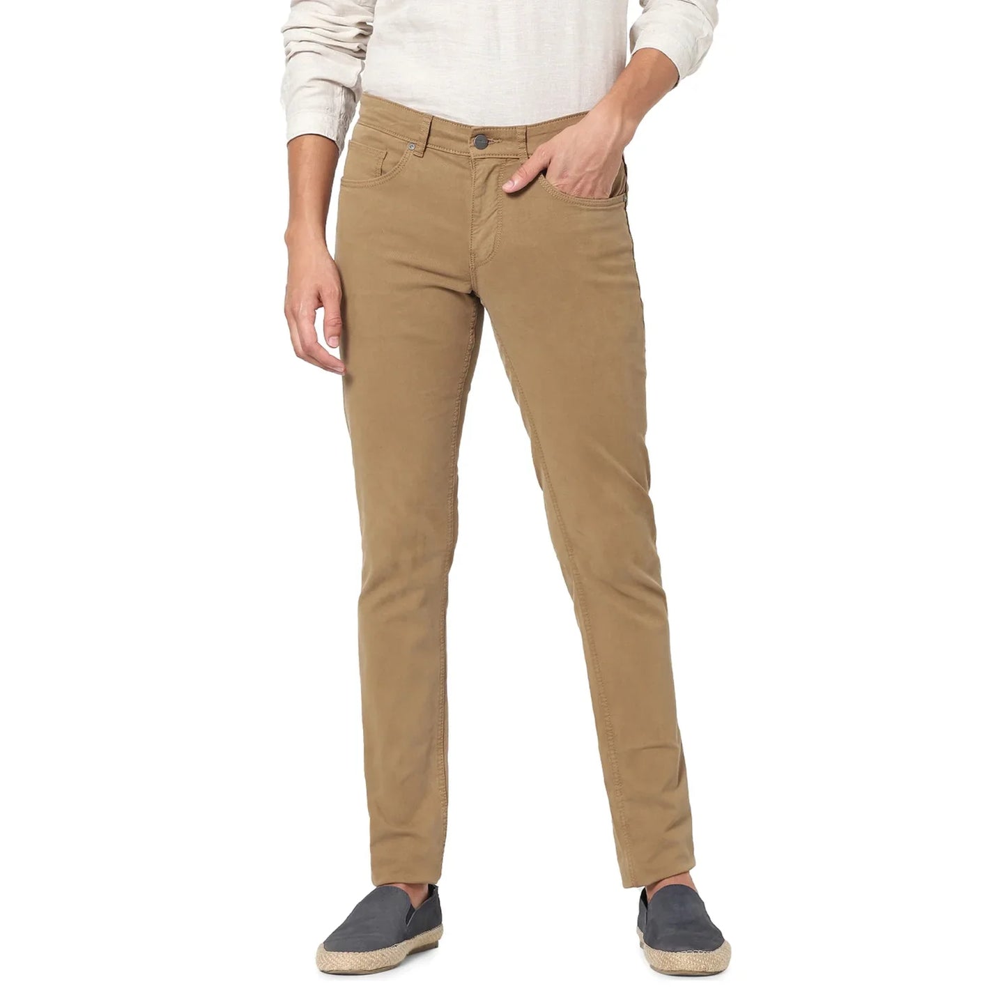 Celio* Cotton-Blend Regular Fit Brown Trouser