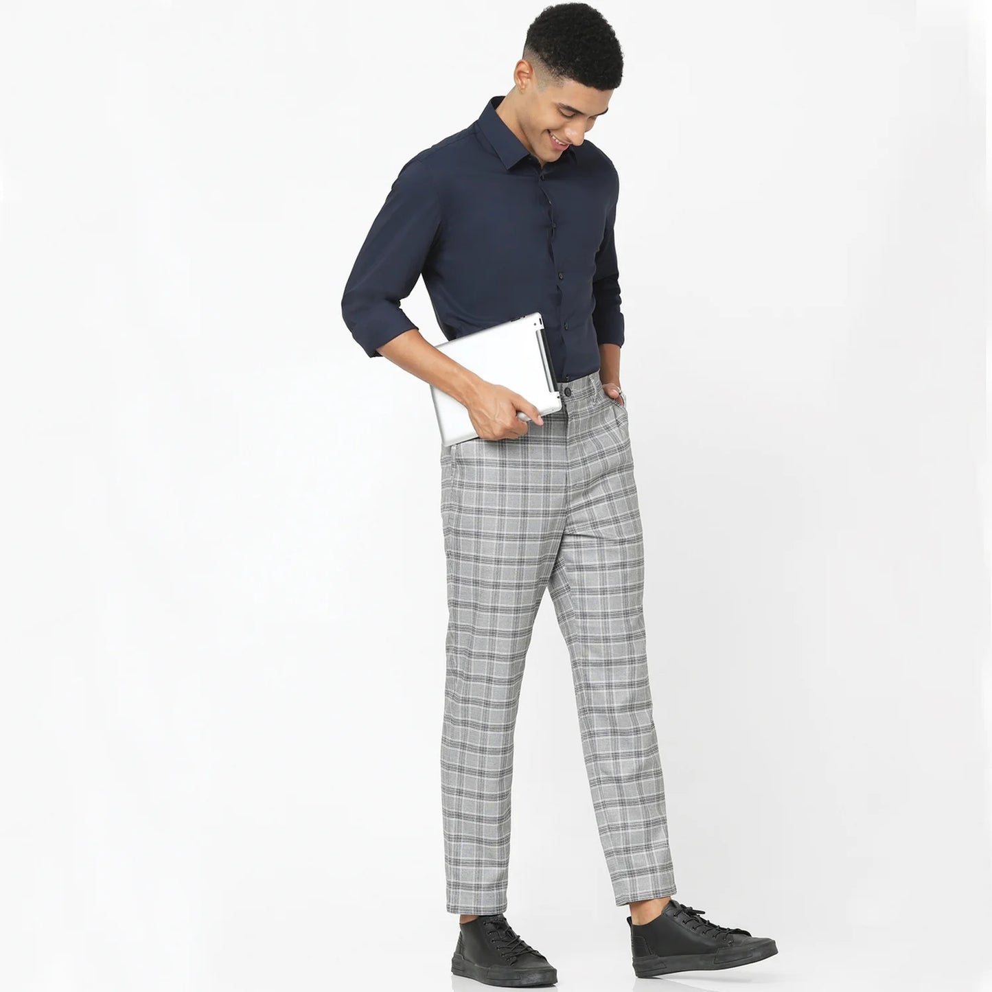 Celio* Cotton Regular Fit Grey Trouser