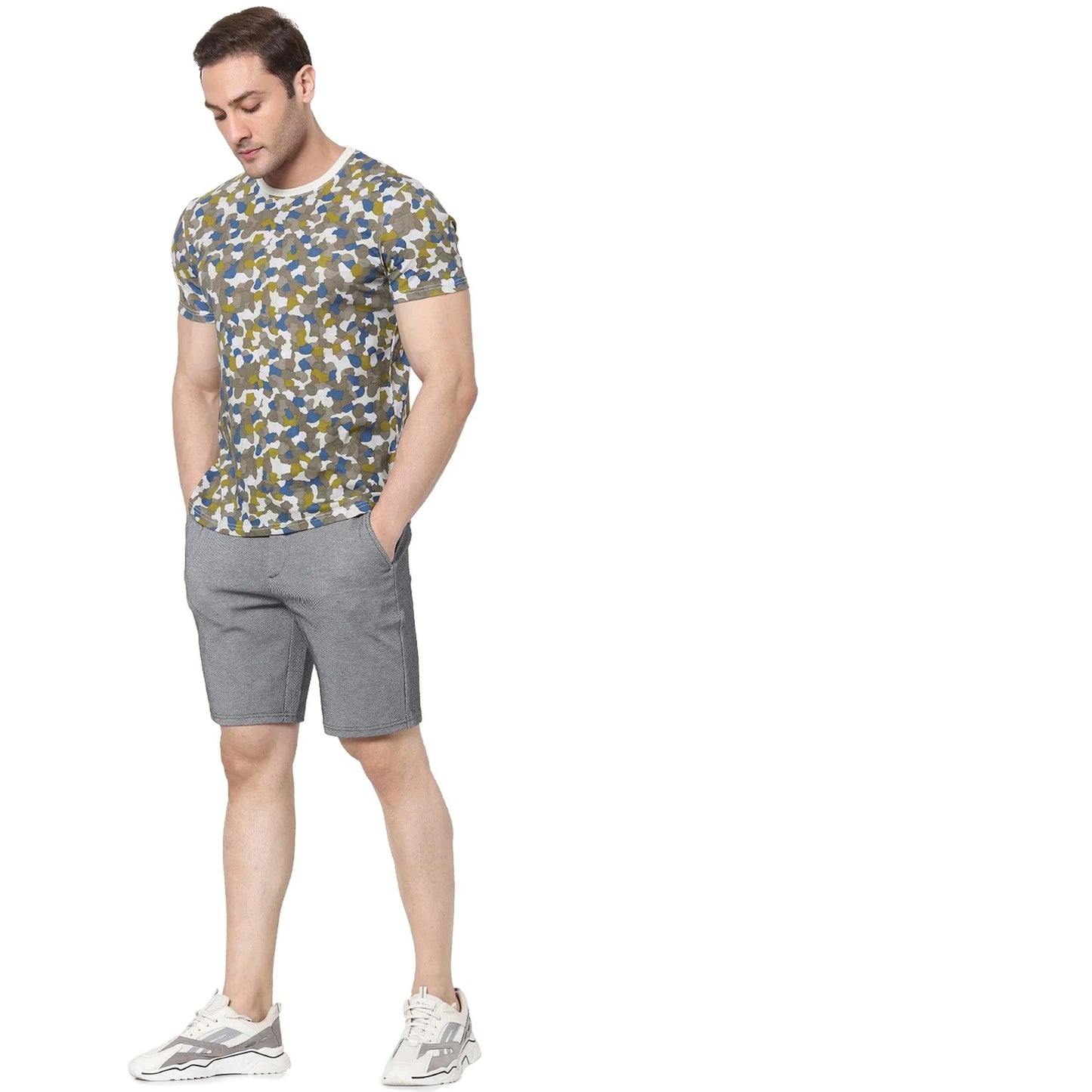 Celio* Printed Straight Fit Cotton Multi T-Shirt