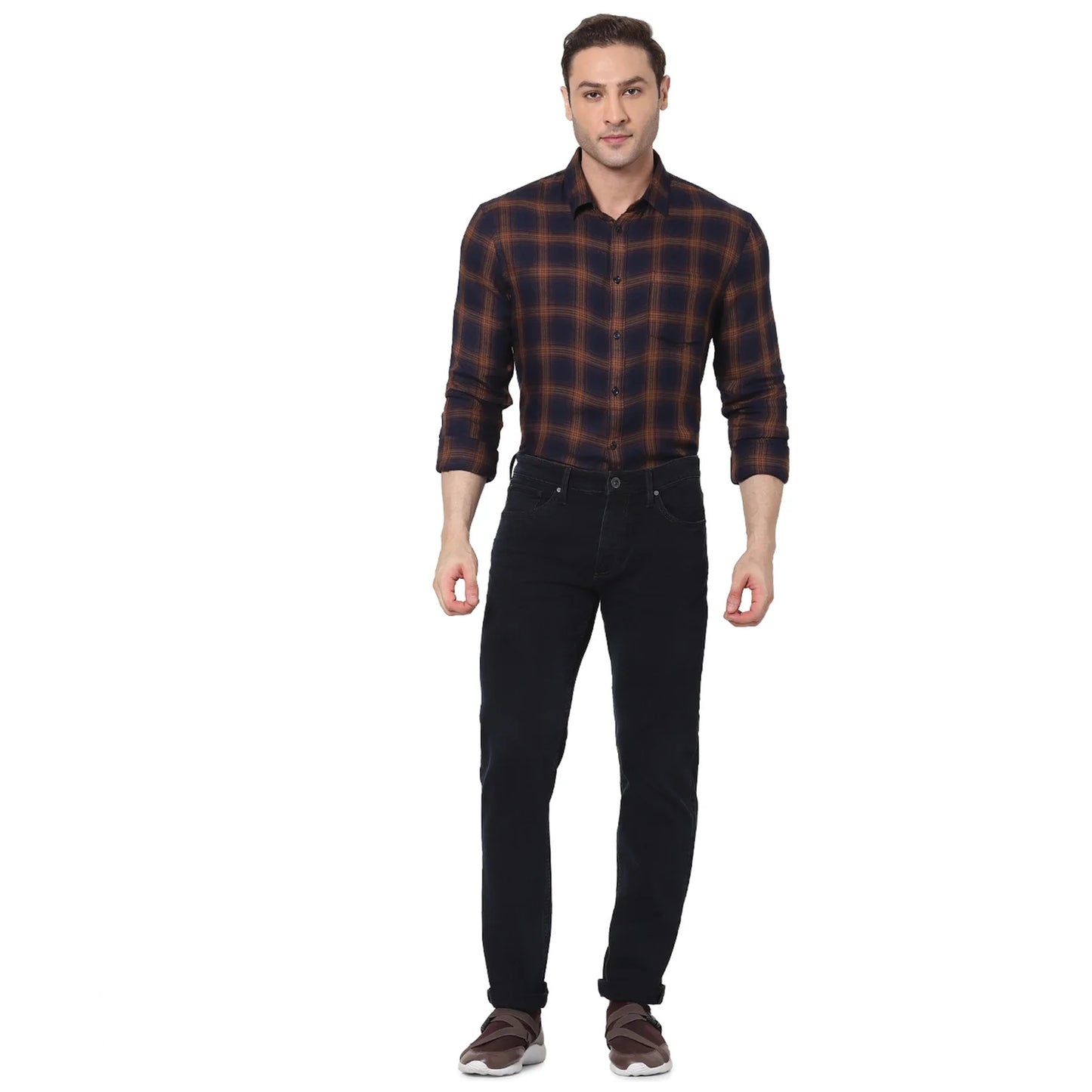 Celio* Cotton-Blend Straight Fit Black Jean