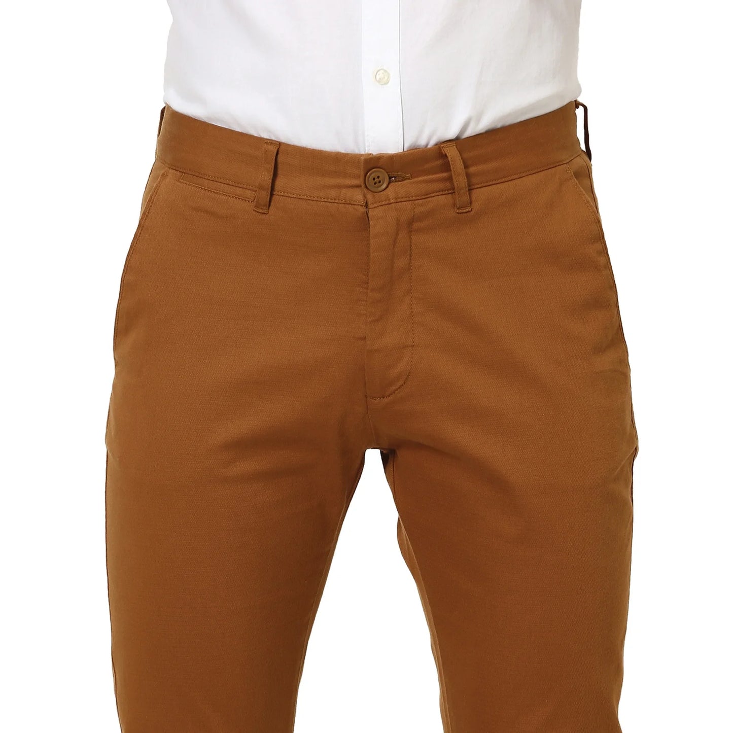 Celio* Linen-Blend Slim Fit Brown Trouser