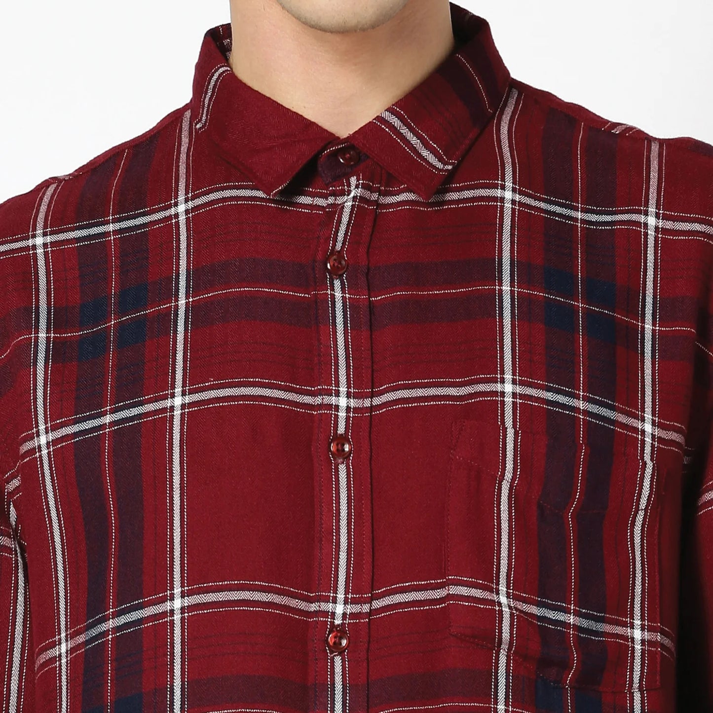 Celio* Checked Regular Fit Viscose Red Shirt