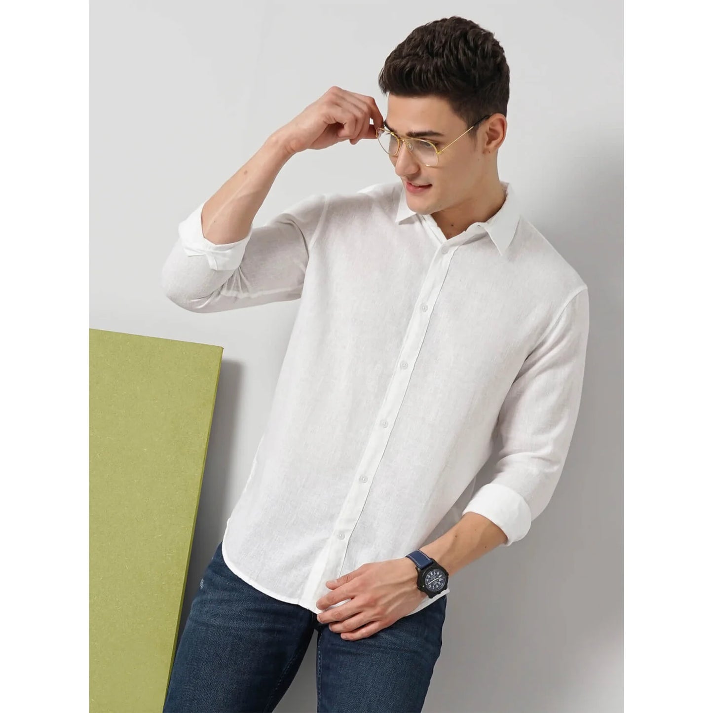 Celio* Solid Regular Fit Lyocell White Shirt
