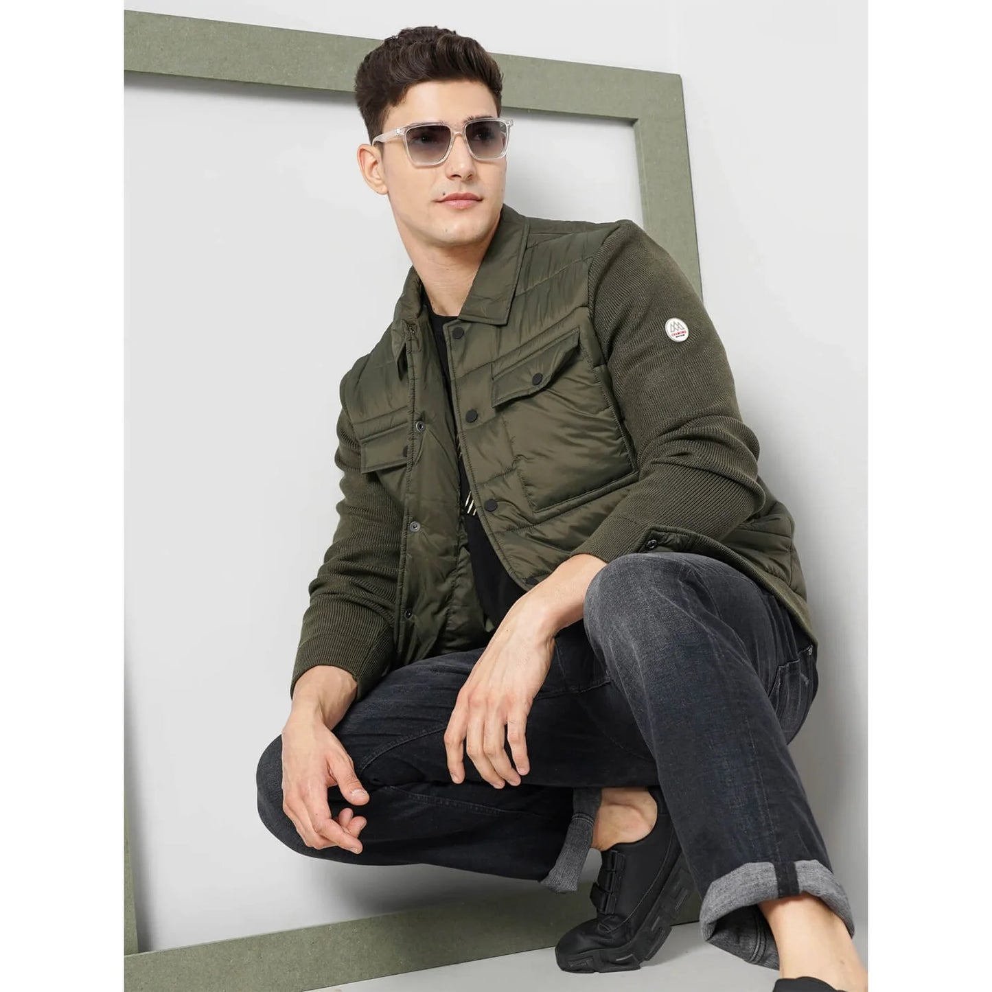 Celio* Chamonix Regular Fit Cotton Olive Sweater