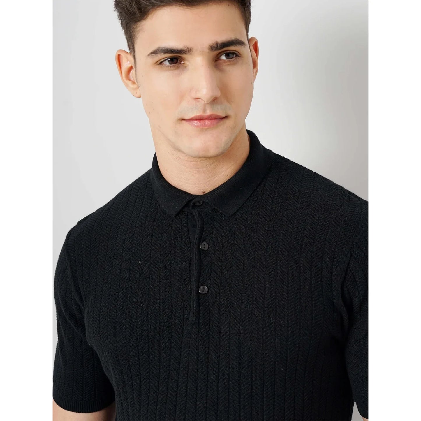 Celio* Solid Regular Fit Cotton Black T-Shirt