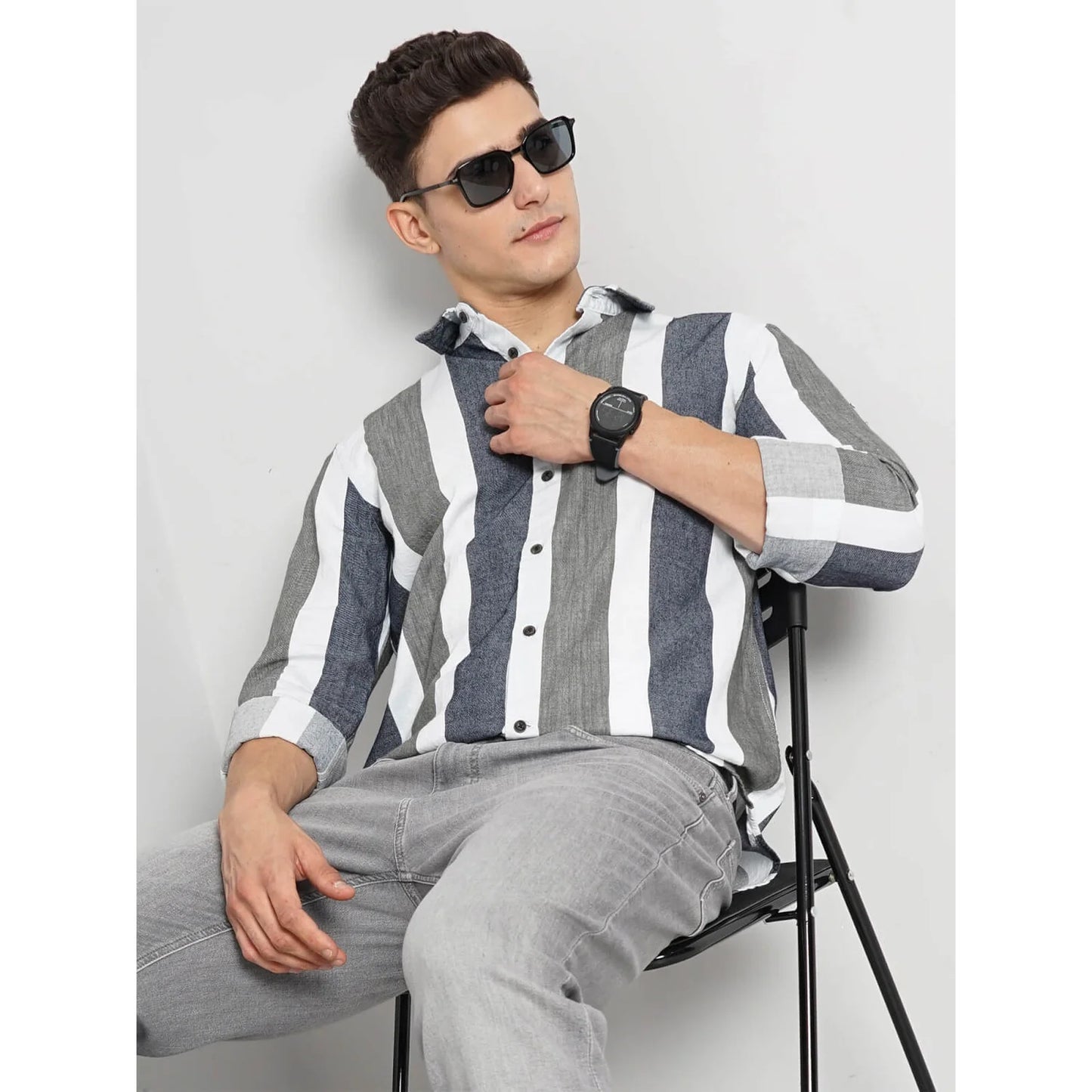 Celio* Striped Regular Fit Cotton Multi Shirt