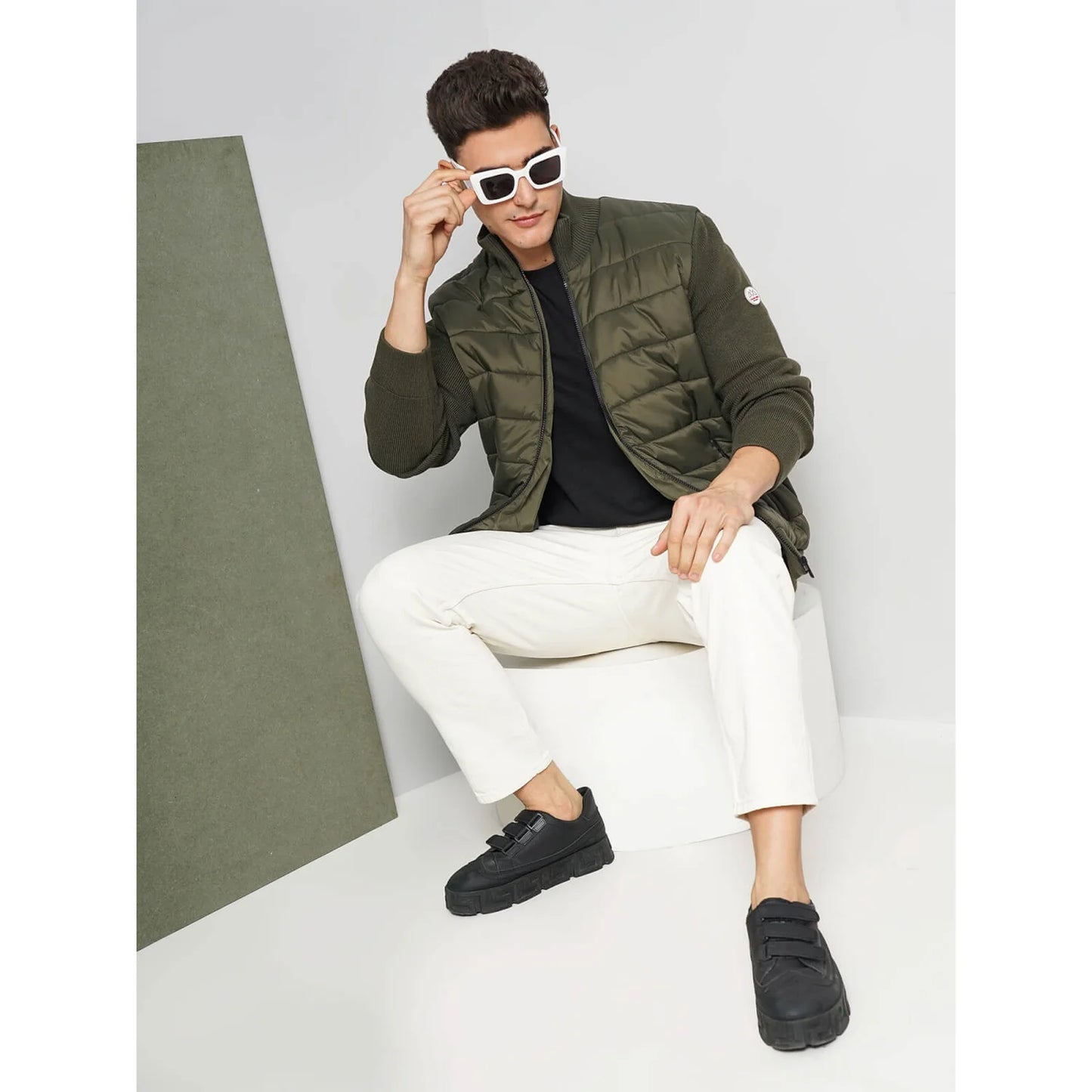 Celio* Chamonix Regular Fit Cotton Olive Sweater