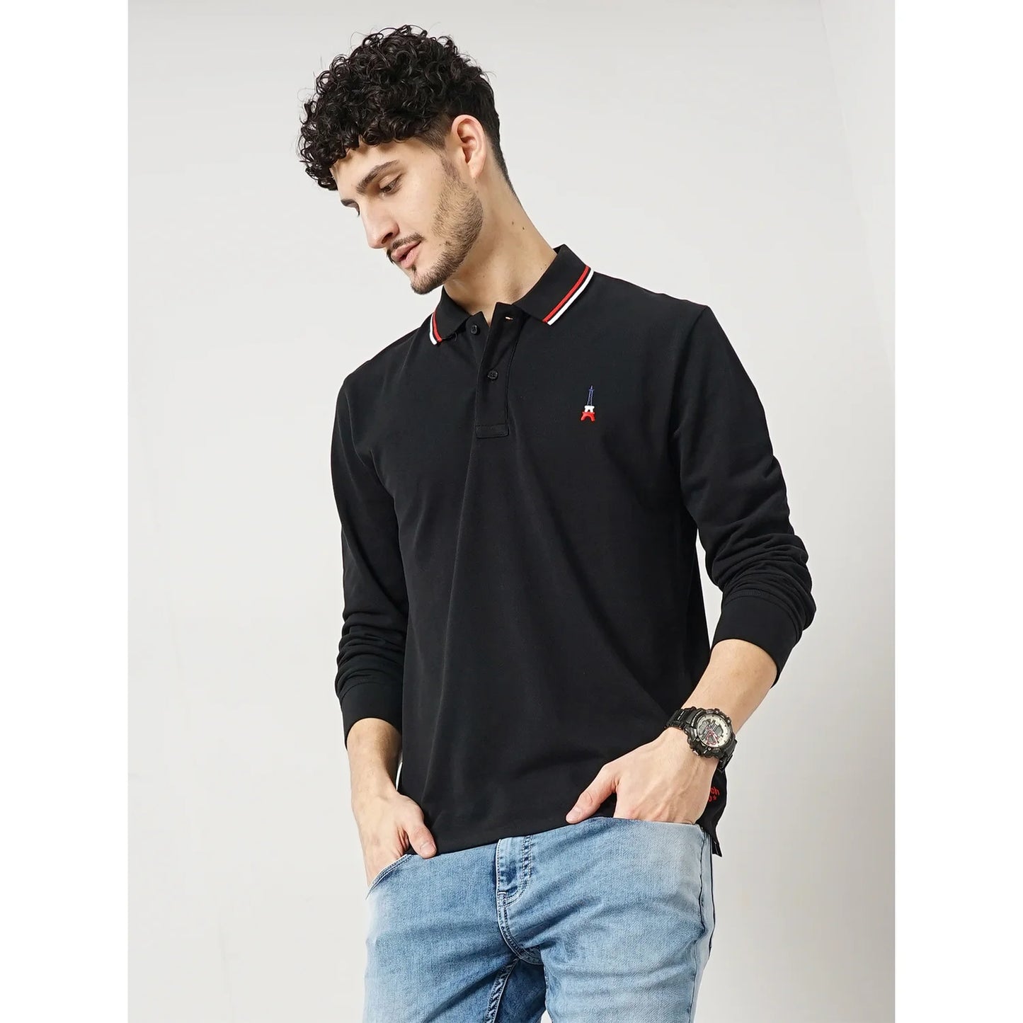 Celio* Solid Regular Fit Cotton Black T-Shirt