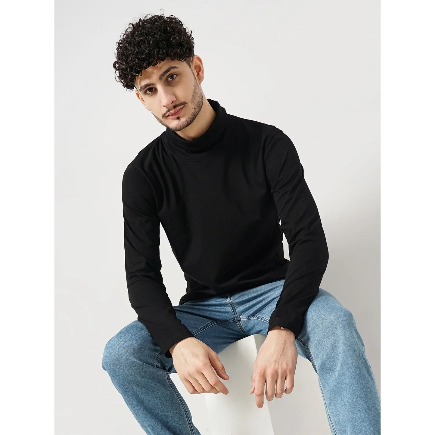 Celio* Solid Regular Fit Cotton Black T-Shirt