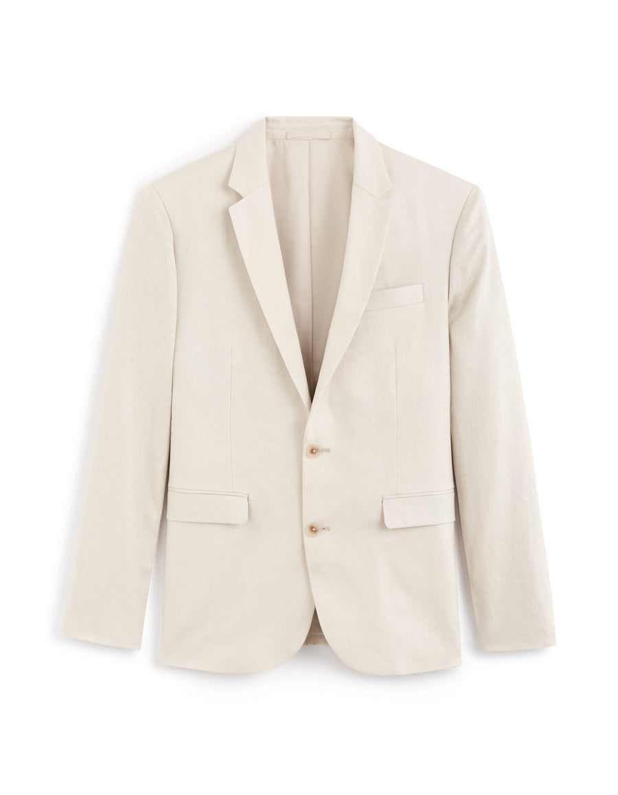 Slim Fit 100% Linen Blazer - Natural