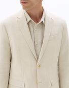 Slim Fit 100% Linen Blazer - Natural
