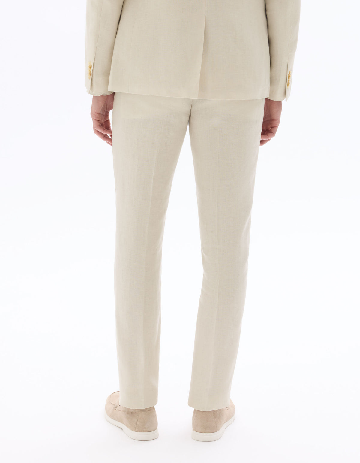 Slim Fit 100% Linen Formal Trousers - Natural