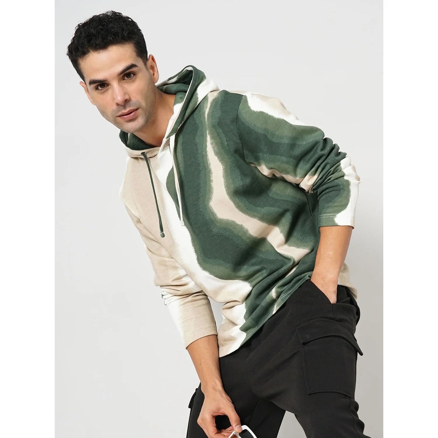 Celio* Dyed Regular Fit Cotton Olive Sweatshirt