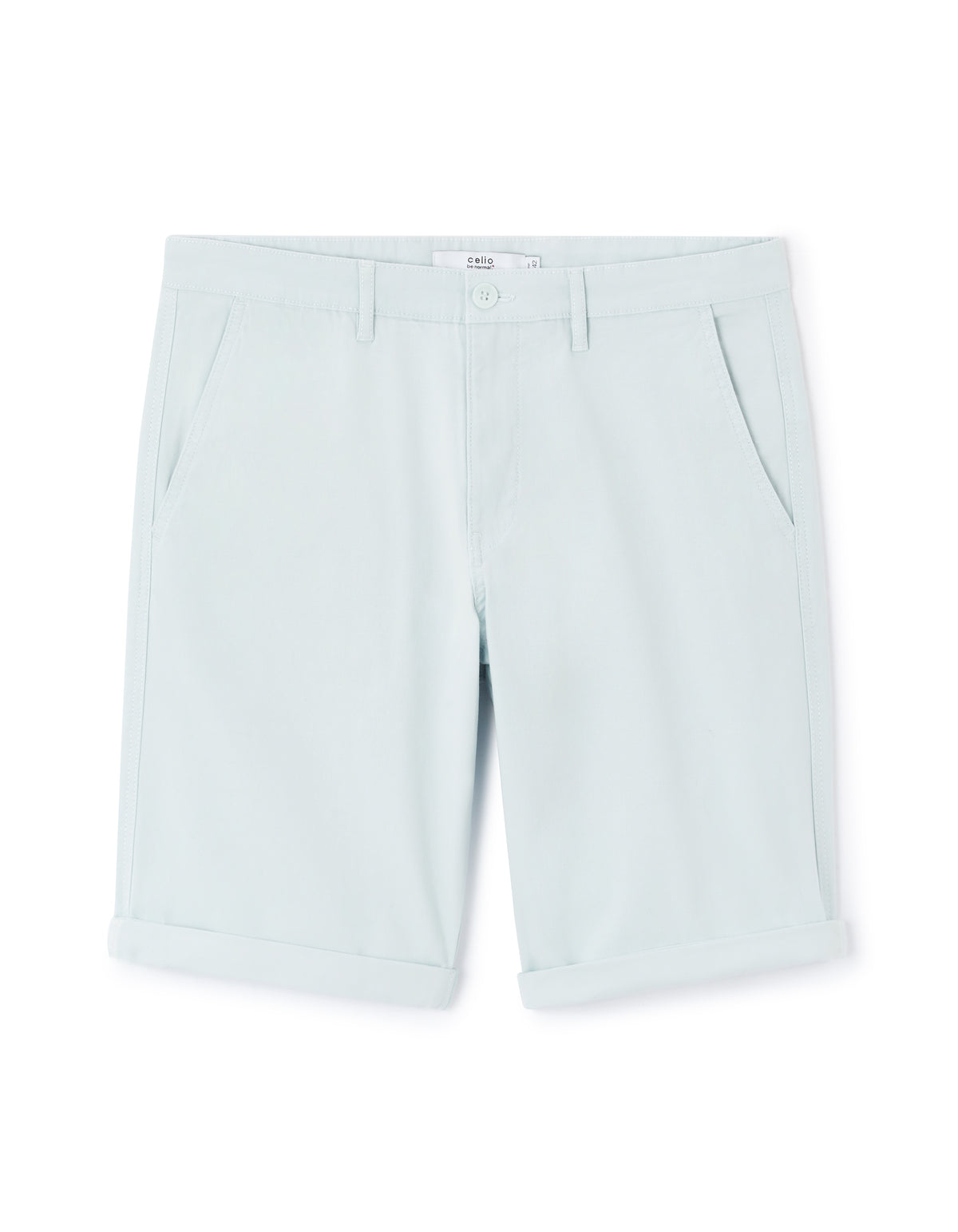 Regular Fit Stretch Cotton Shorts - Light Blue