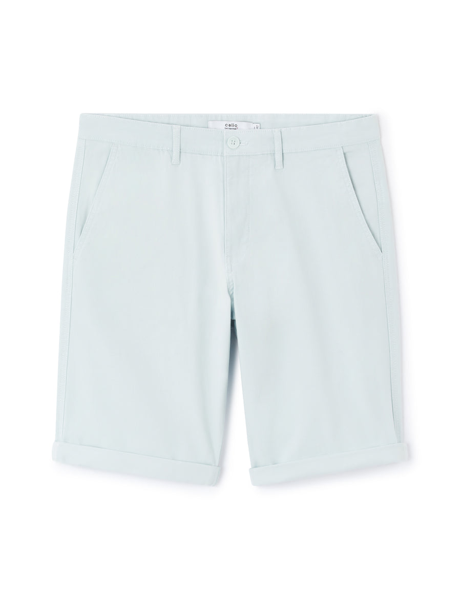 Regular Fit Stretch Cotton Shorts - Light Blue