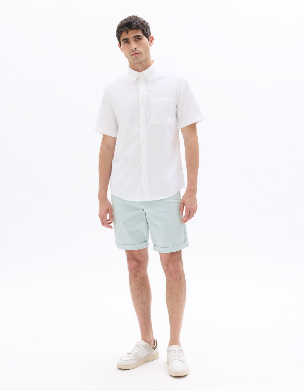 Regular Fit Stretch Cotton Shorts - Light Blue