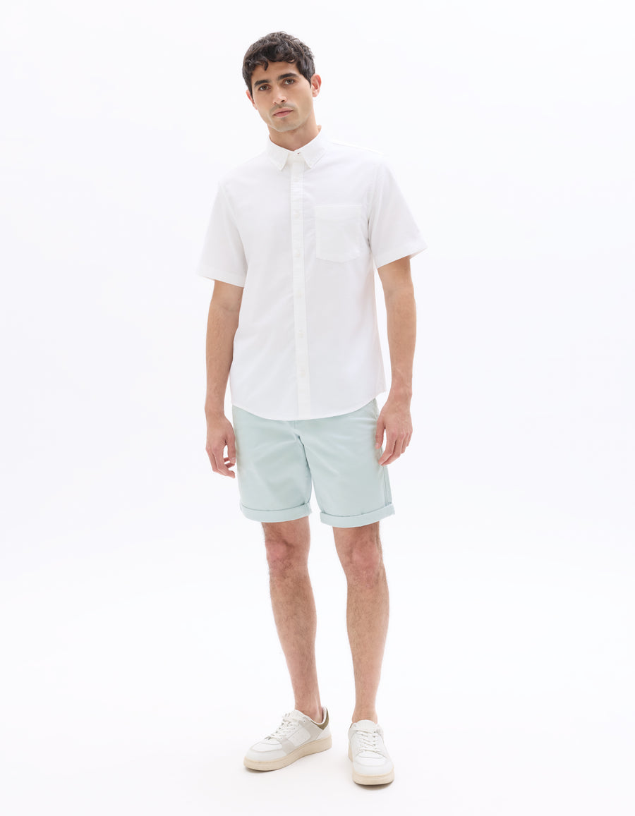Regular Fit Stretch Cotton Shorts - Light Blue