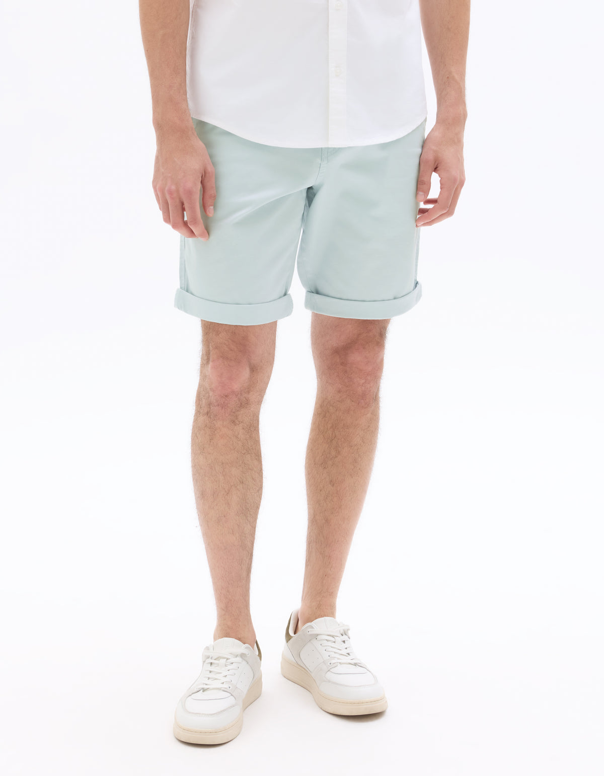 Regular Fit Stretch Cotton Shorts - Light Blue