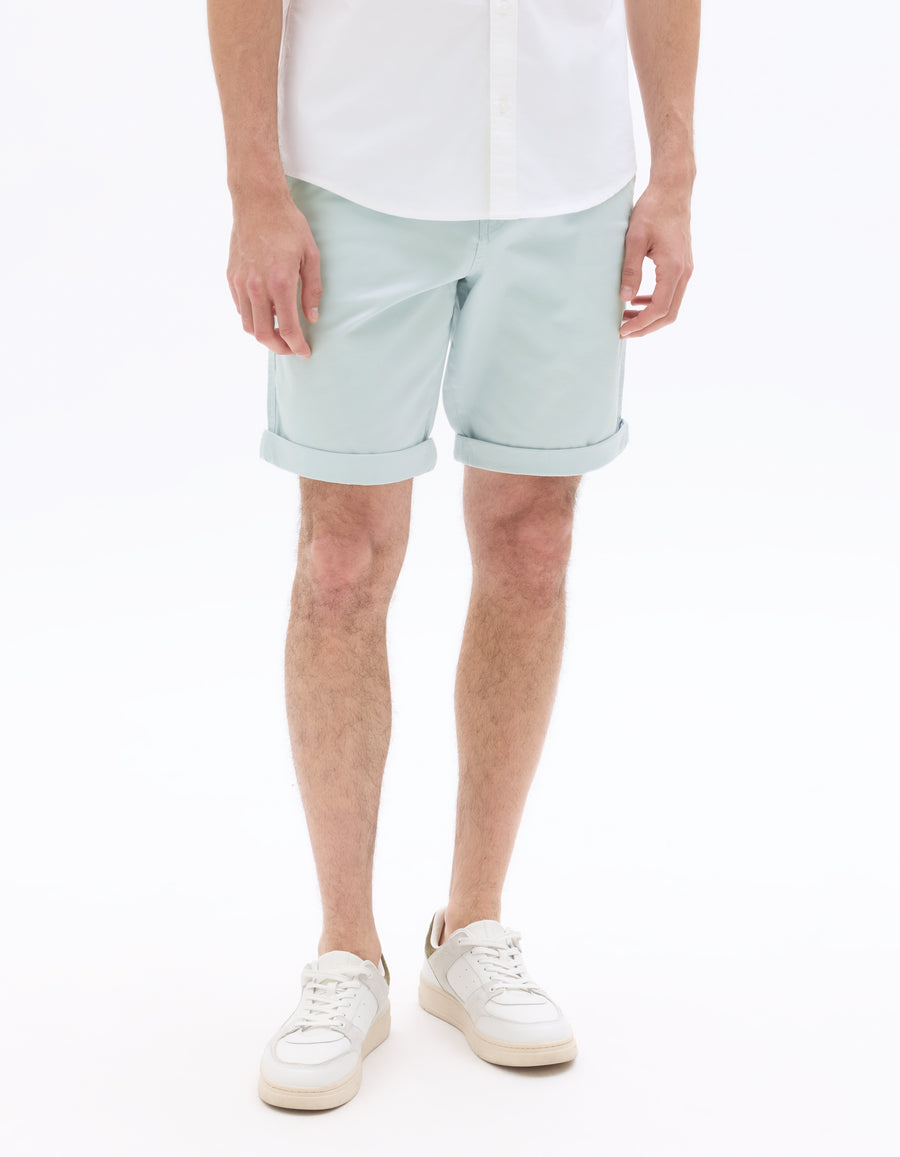 Regular Fit Stretch Cotton Shorts - Light Blue