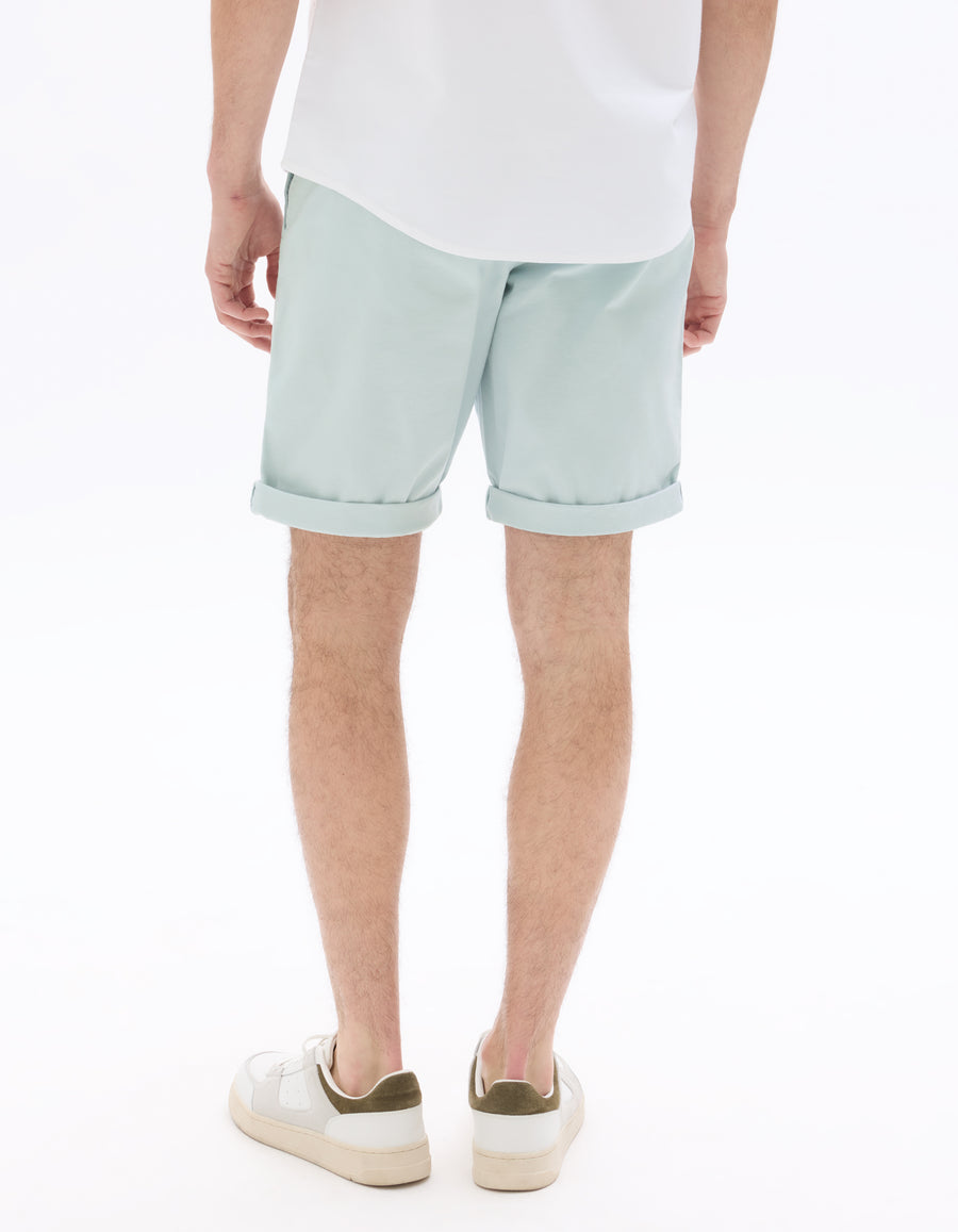 Regular Fit Stretch Cotton Shorts - Light Blue