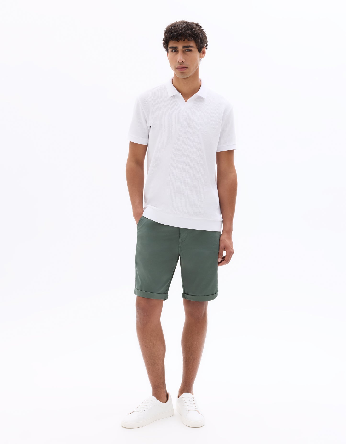 Celio Solid Regular Fit Cotton Green Shorts