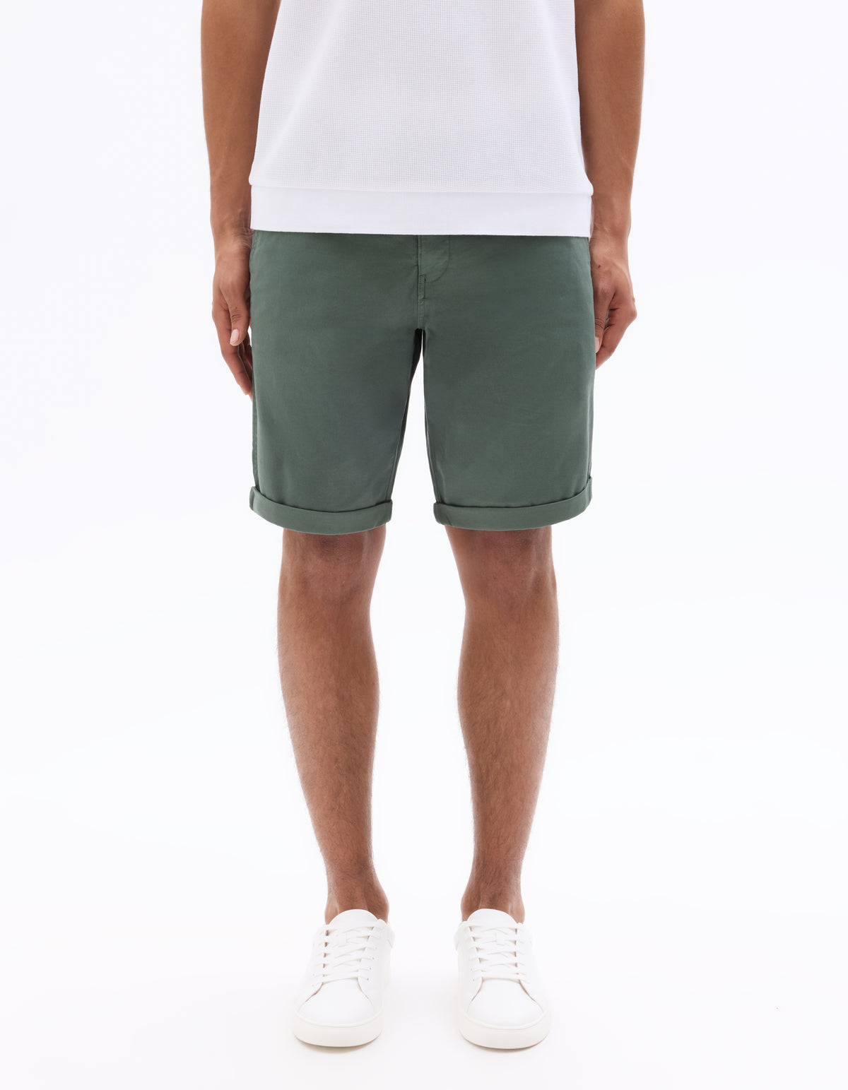 Regular Fit Stretch Cotton Shorts - Light Green