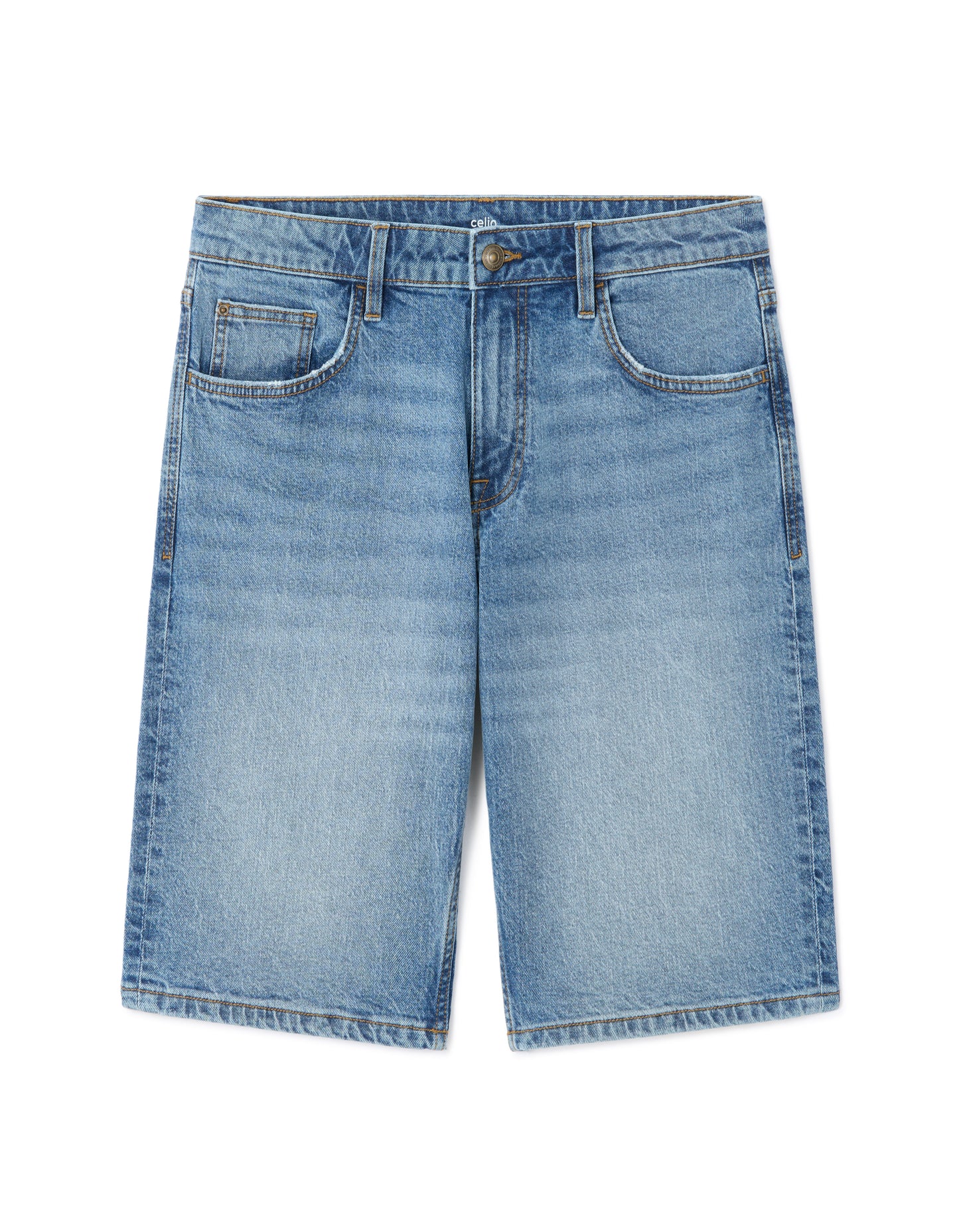 Regular Fit 100% Cotton Shorts - Washed Blue
