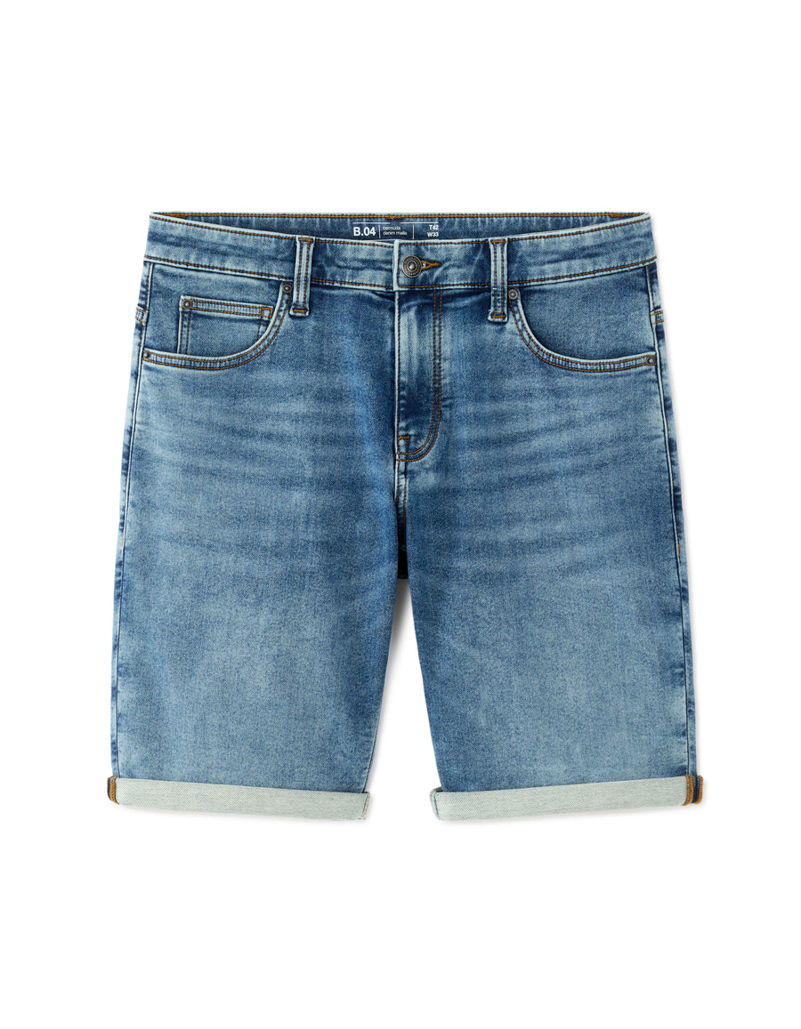 Straight Fit 100% Cotton Shorts - Blue