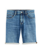 Straight Fit 100% Cotton Shorts - Blue