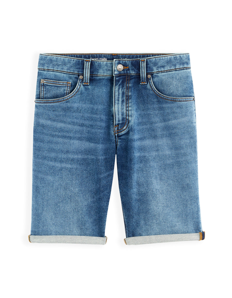 Straight Fit 100% Cotton Shorts - Blue
